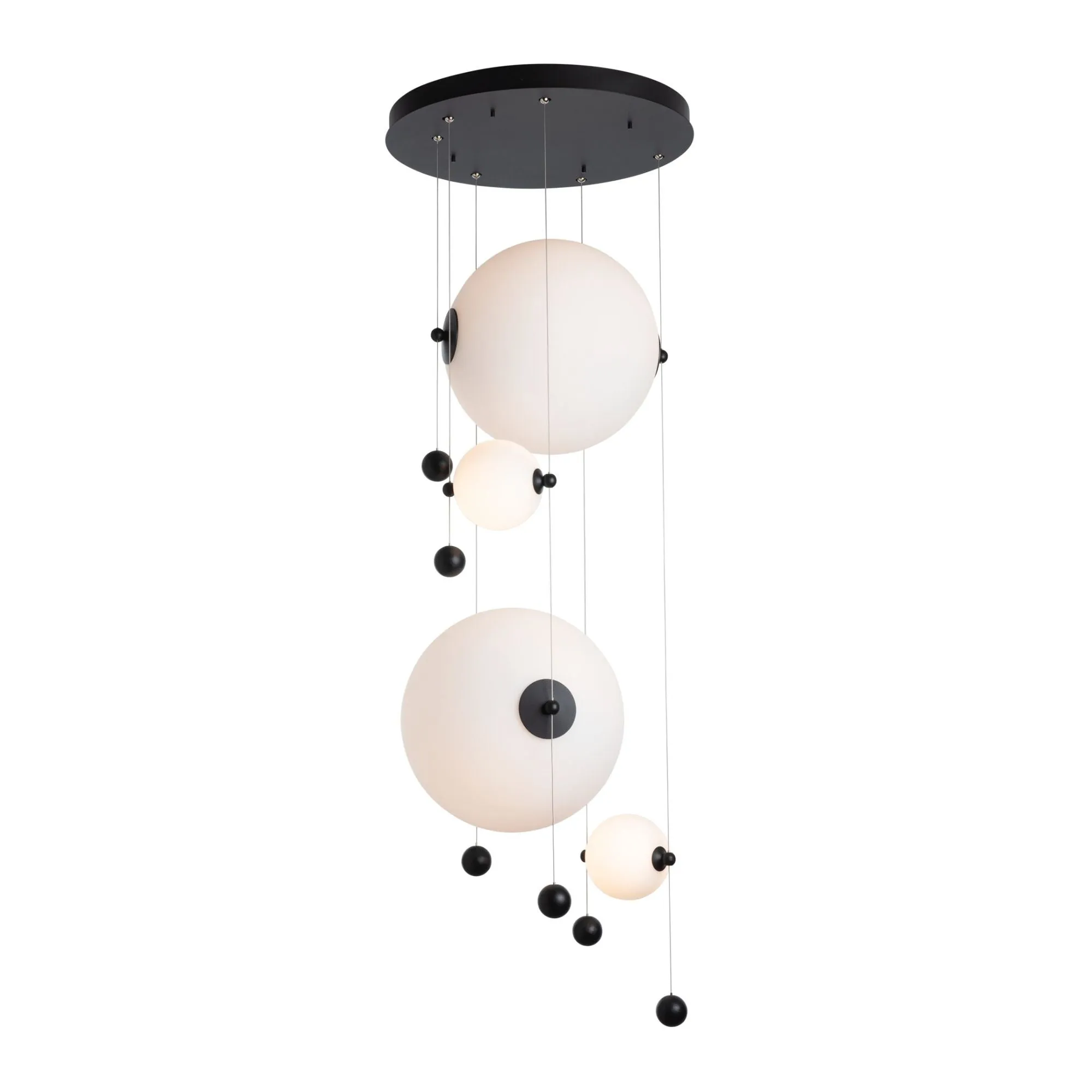 Abacus 4-Light Round LED Pendant LED Opal Glass (GG) in Black