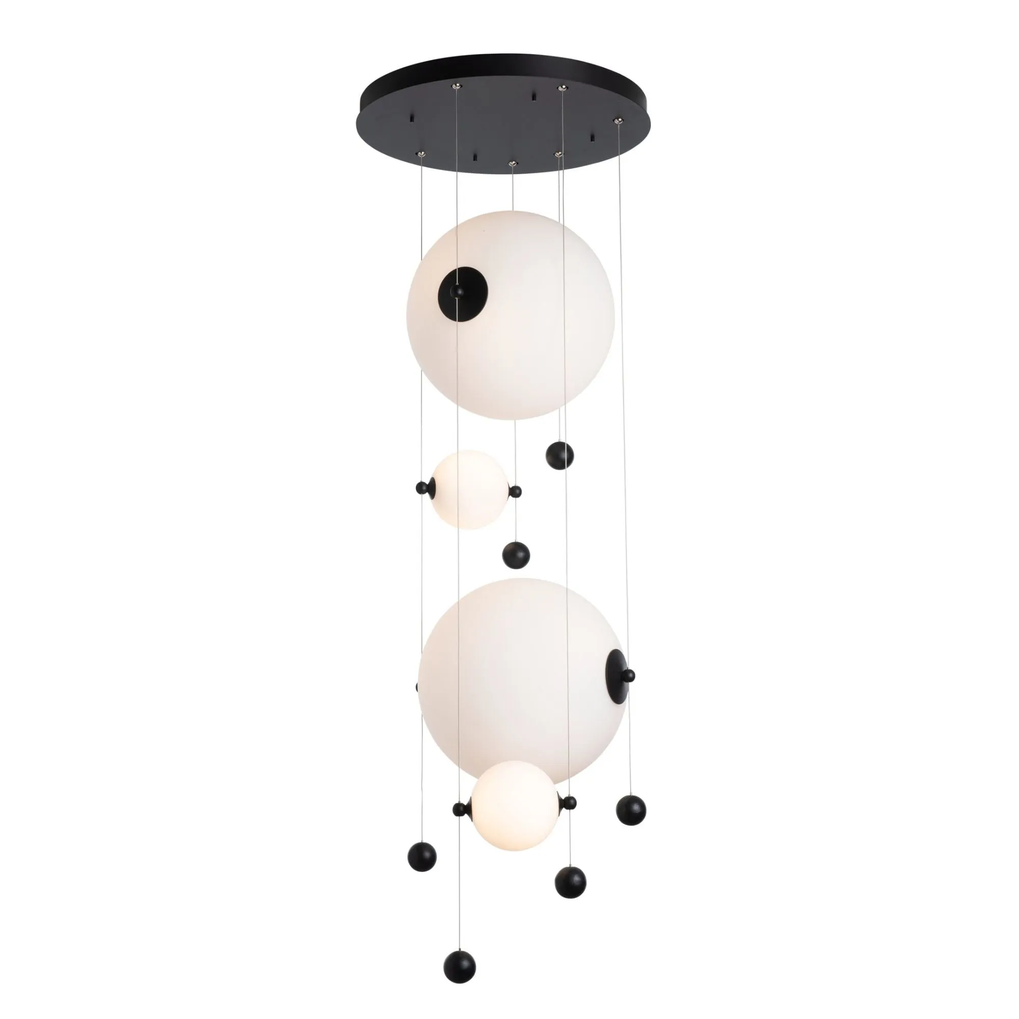 Abacus 4-Light Round LED Pendant LED Opal Glass (GG) in Black