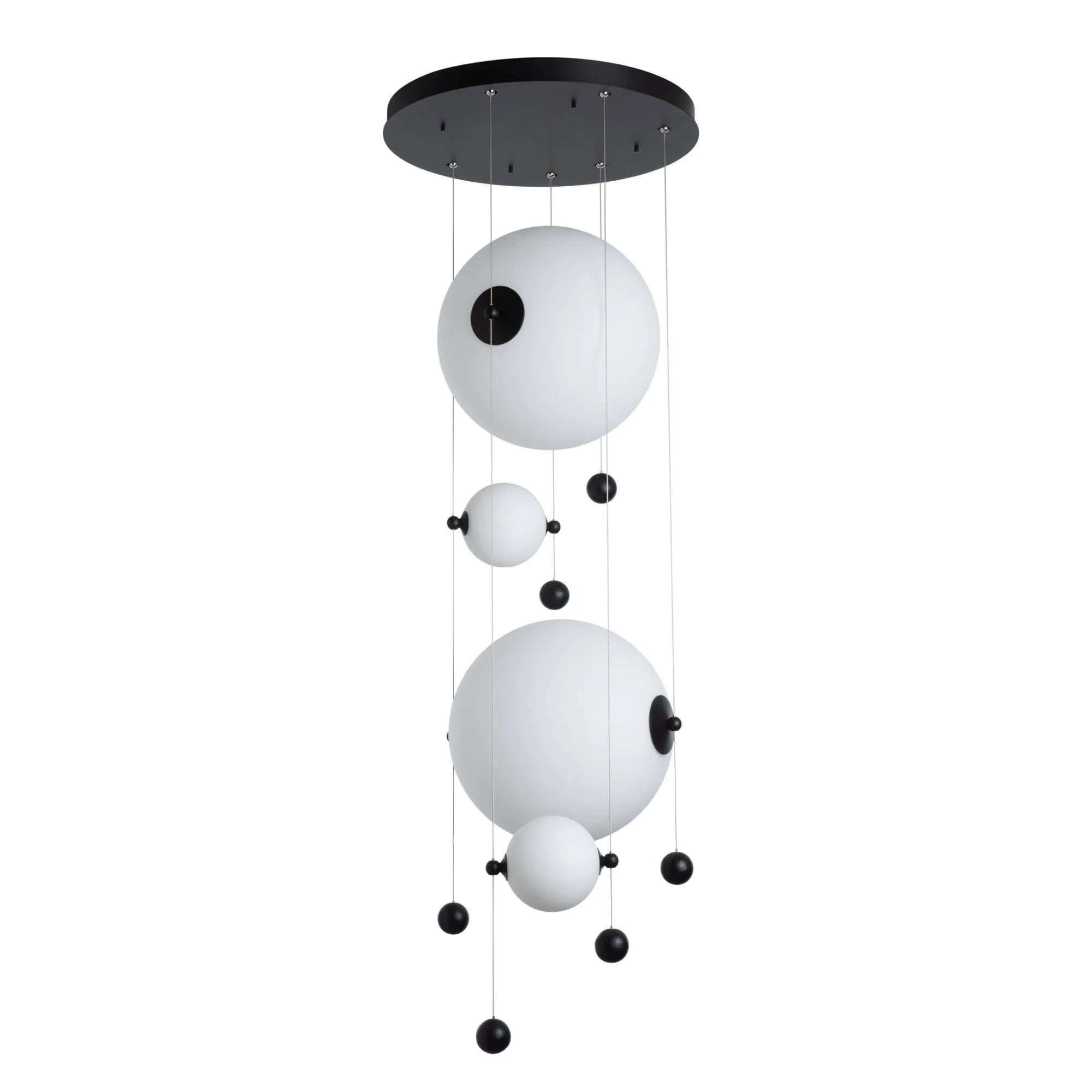 Abacus 4-Light Round LED Pendant LED Opal Glass (GG) in Black