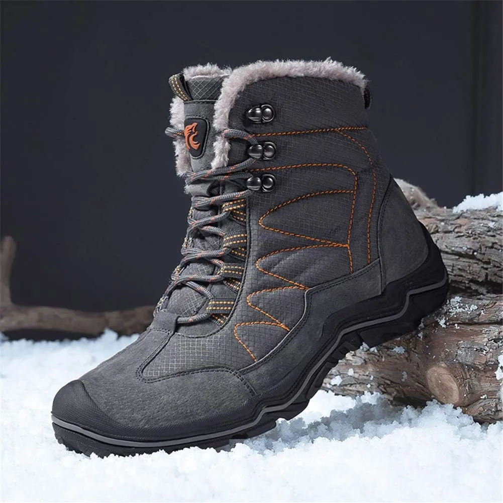 ailishbroy Mens Hiking Mid Waterproof Boots Winter Warm High Top Leather Shoes Oxfords Lace Up Outdoor Sneakers