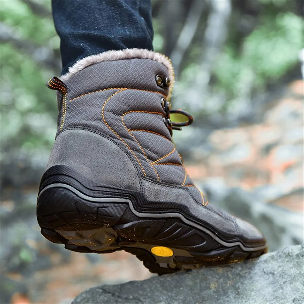 ailishbroy Mens Hiking Mid Waterproof Boots Winter Warm High Top Leather Shoes Oxfords Lace Up Outdoor Sneakers
