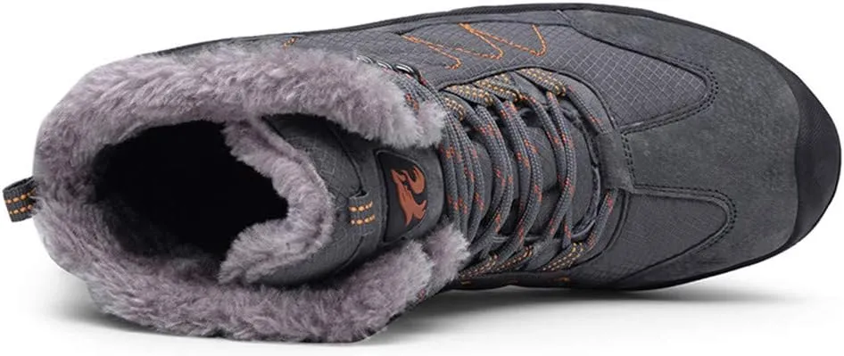 ailishbroy Mens Hiking Mid Waterproof Boots Winter Warm High Top Leather Shoes Oxfords Lace Up Outdoor Sneakers
