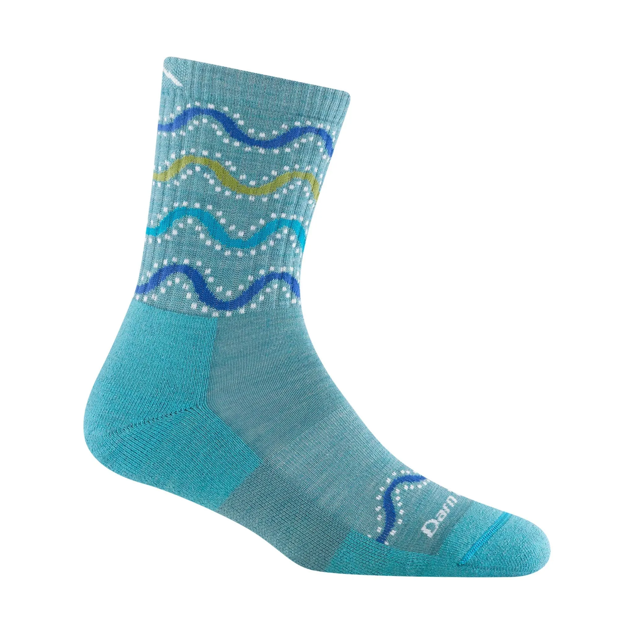 Darn Tough Vermont Women's Wandering Stripe Micro Crew Lightweight Hiking Sock - Aqua