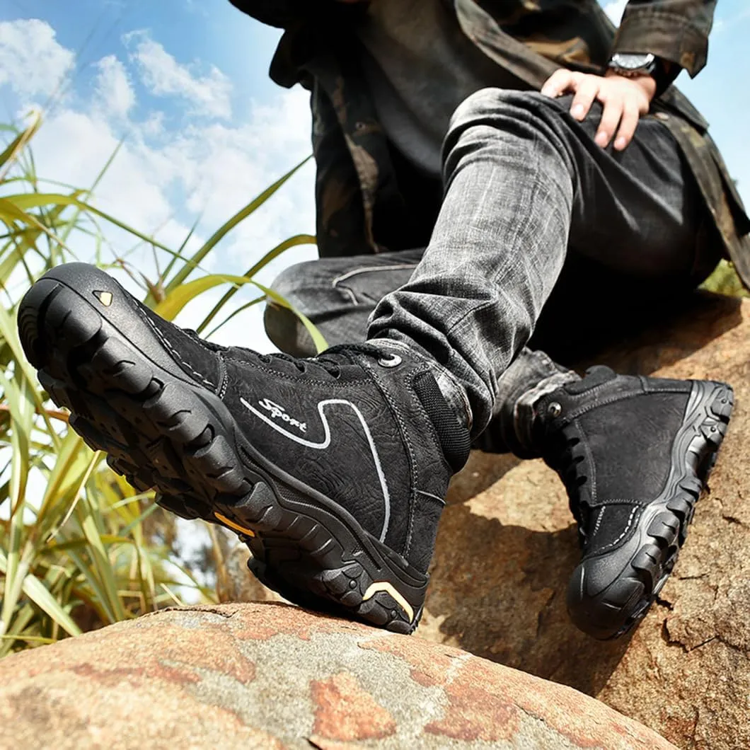 Hiking Shoes for Men Waterproof Non-Slip Durable Outdoor Travel High top Shoes Comfort Black/Brown