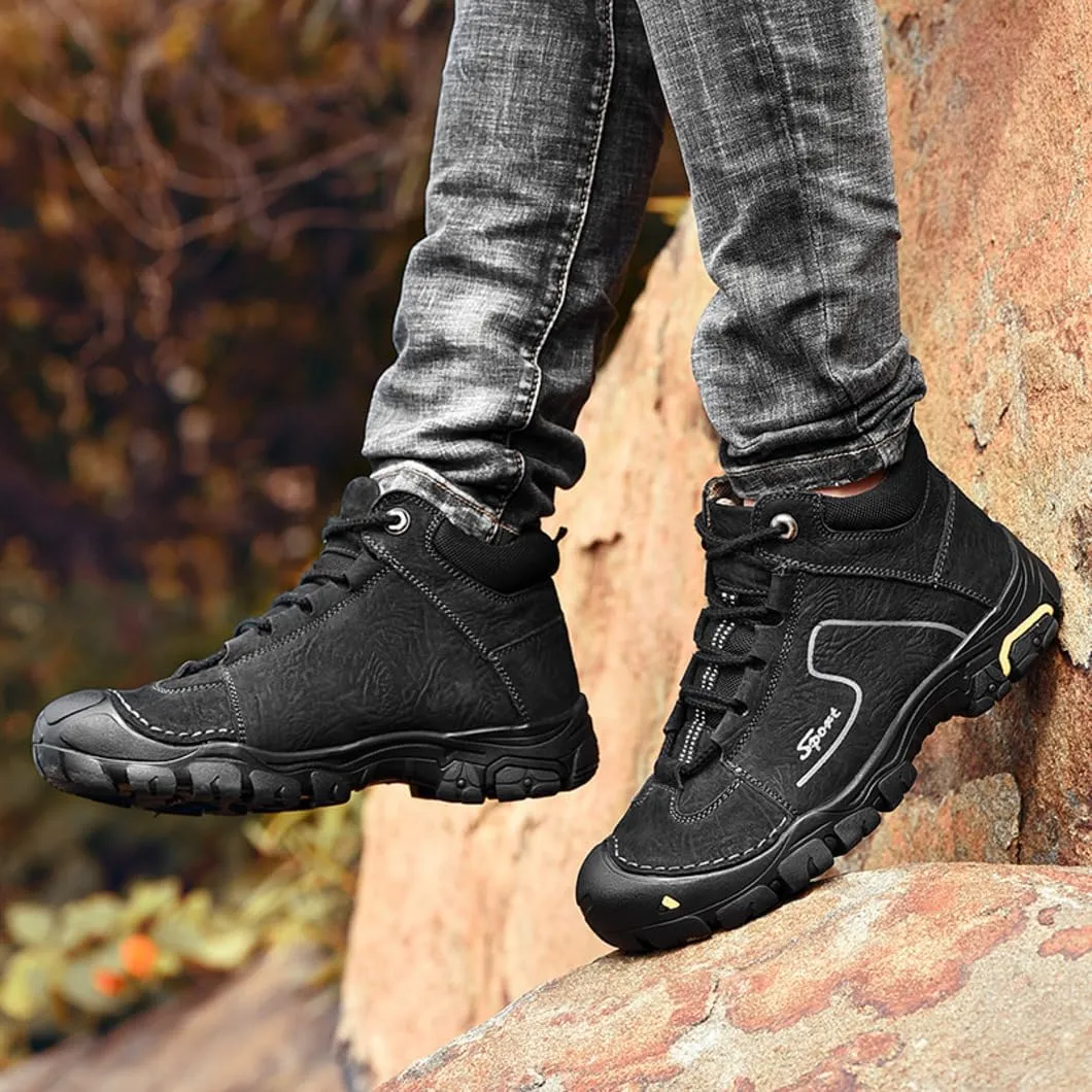 Hiking Shoes for Men Waterproof Non-Slip Durable Outdoor Travel High top Shoes Comfort Black/Brown