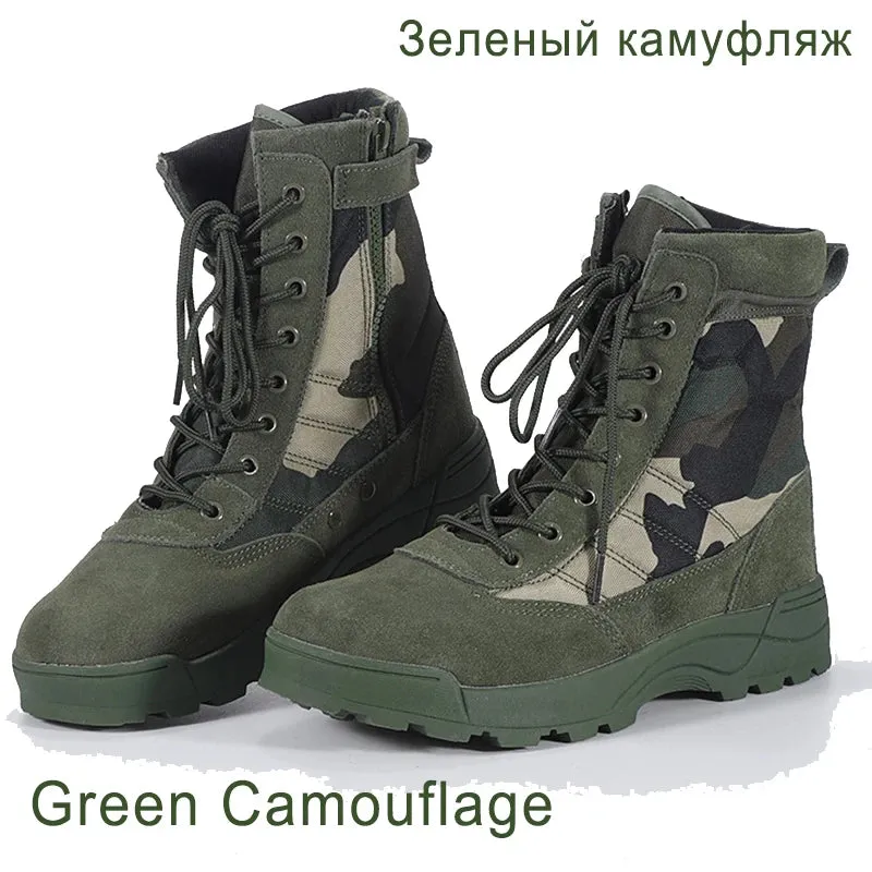 Hnzxzm  Men Military Boot Combat Mens Camo Ankle Boots Tactical Big Size 36-47 Army Boot Male Shoes Work Safety Shoes Motocycle Boots
