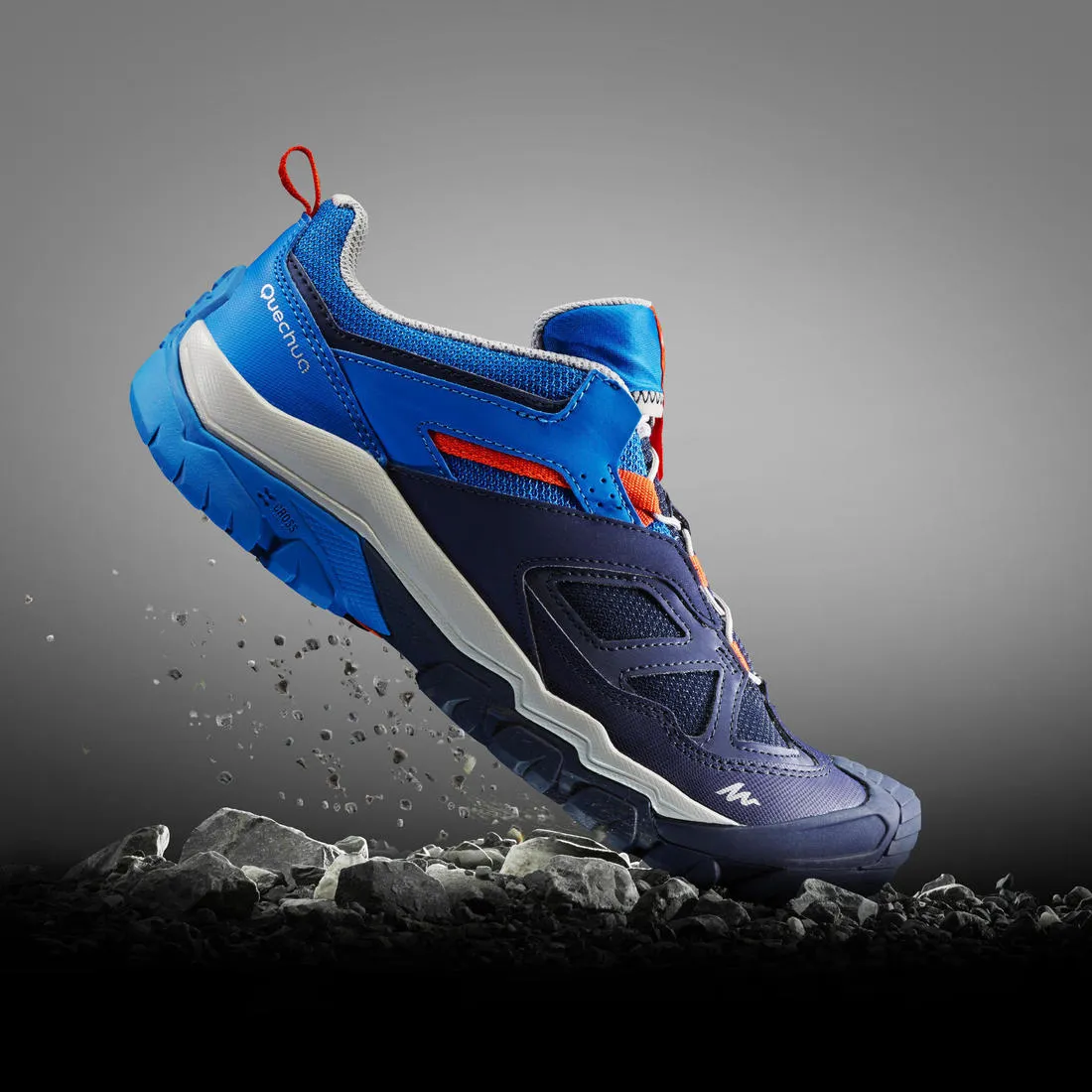 Kids' Low Lace-up Shoes - Sizes 2.5 to 5 - Blue/Orange