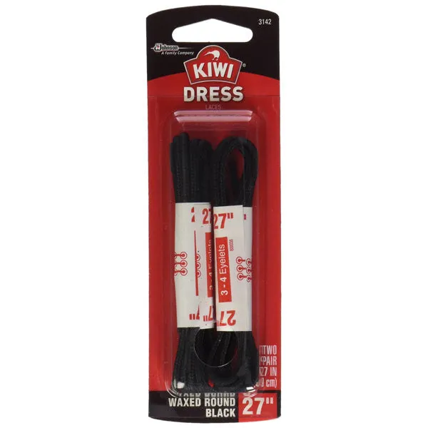 KIWI - Dress Laces Waxed Round Black 27" - 1 Pair