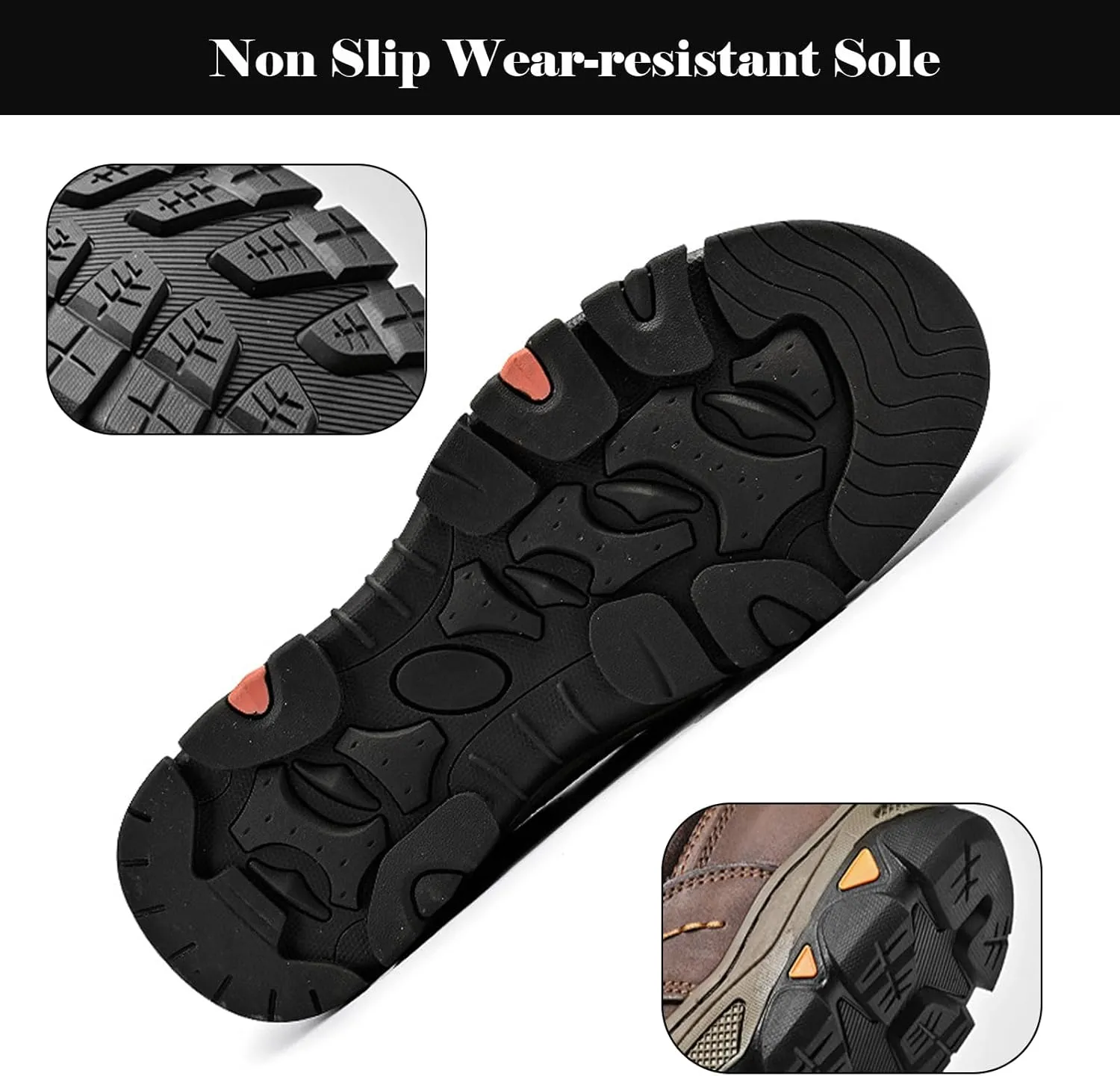 Men Non Slip Hiking Shoes, Waterproof Leather Loafers, Casual Lightweight Slip on Walking Sneakers, for Walking Trekking Outdoor