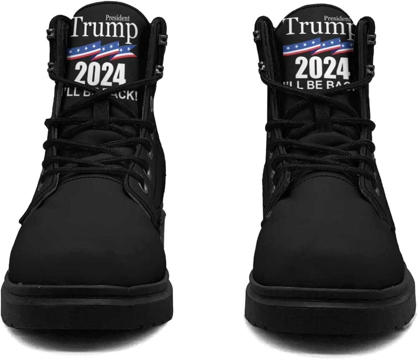 Pitovozu Trump 2024 Boots Womens Snow Boots Ankle Anti-Slip Combat Boots Lace Up Winter Waterproof Leather Boots Shoes Gifts for Women