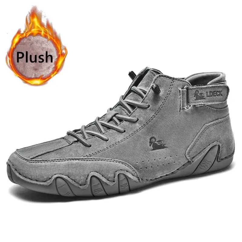 Unisex Handmade Suede Velcro Waterproof High Boots