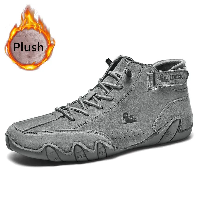 Unisex Handmade Suede Velcro Waterproof High Boots