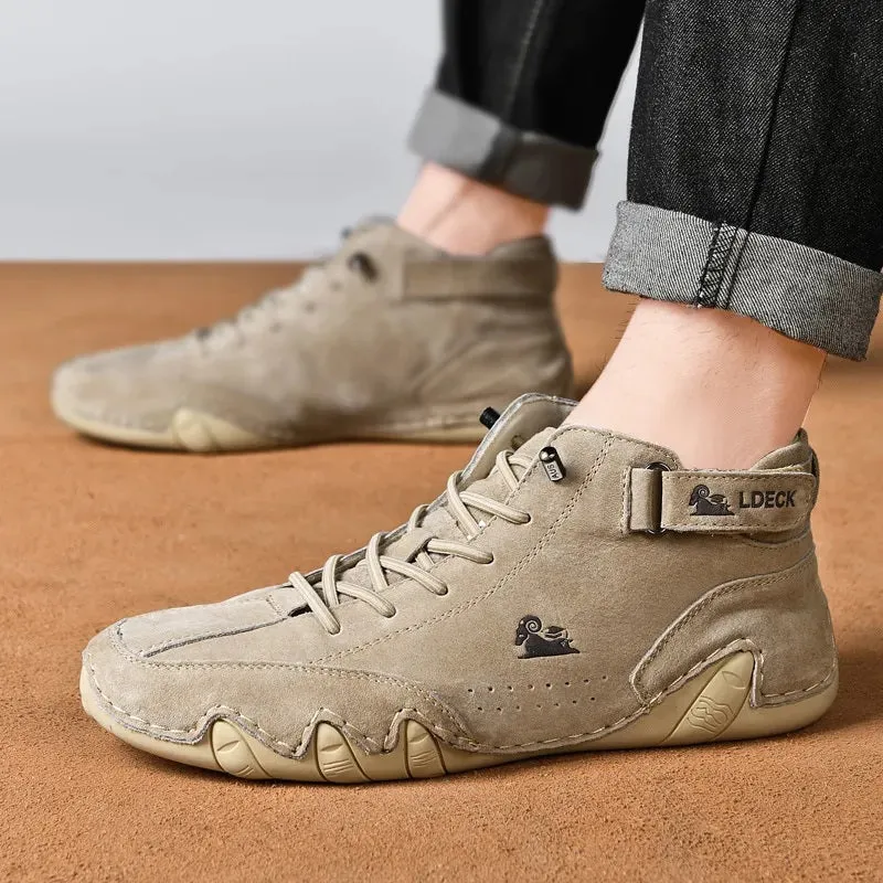 Unisex Handmade Suede Velcro Waterproof High Boots