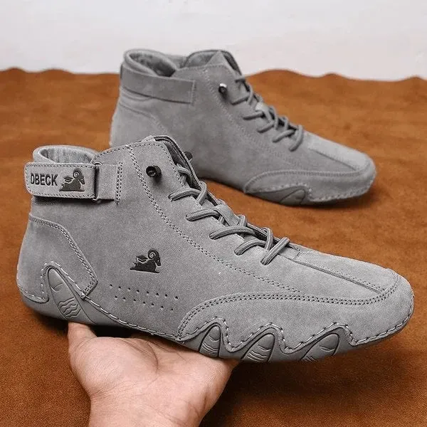Unisex Handmade Suede Velcro Waterproof High Boots
