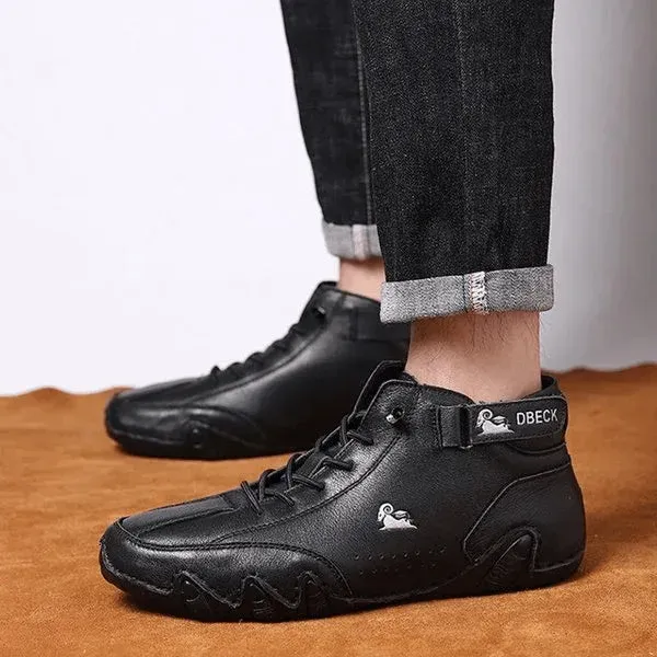 Unisex Handmade Suede Velcro Waterproof High Boots