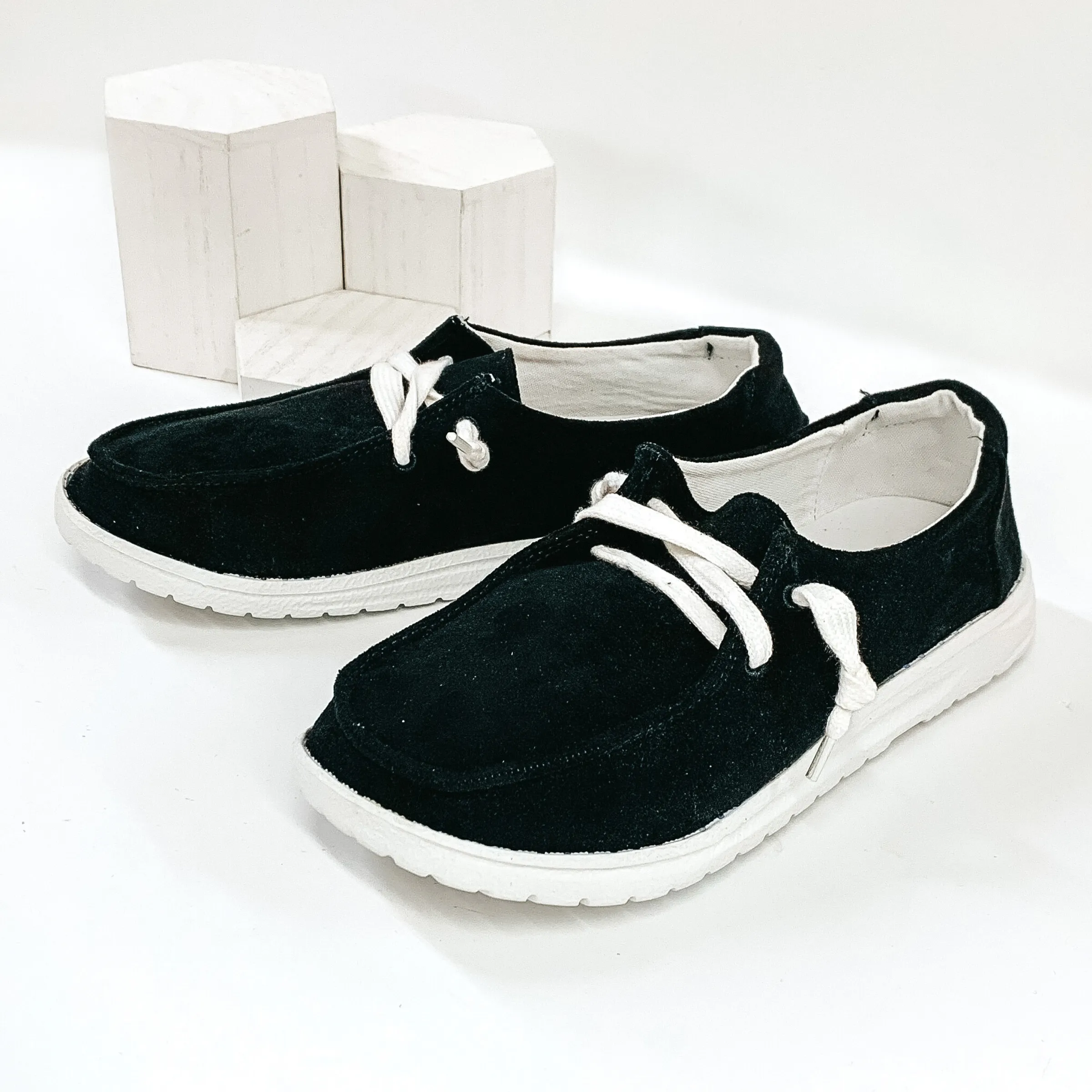 Very G | Have To Run Slip On Loafers with Laces in Black