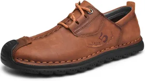 VOCECO Mens Casual Leather Loafers Lightweight Breathable Outdoor Walking Slip On Sneakers Walking Driving Shoes